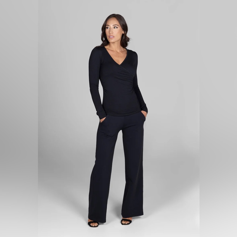 Kira Grace wide leg high waist pants in black